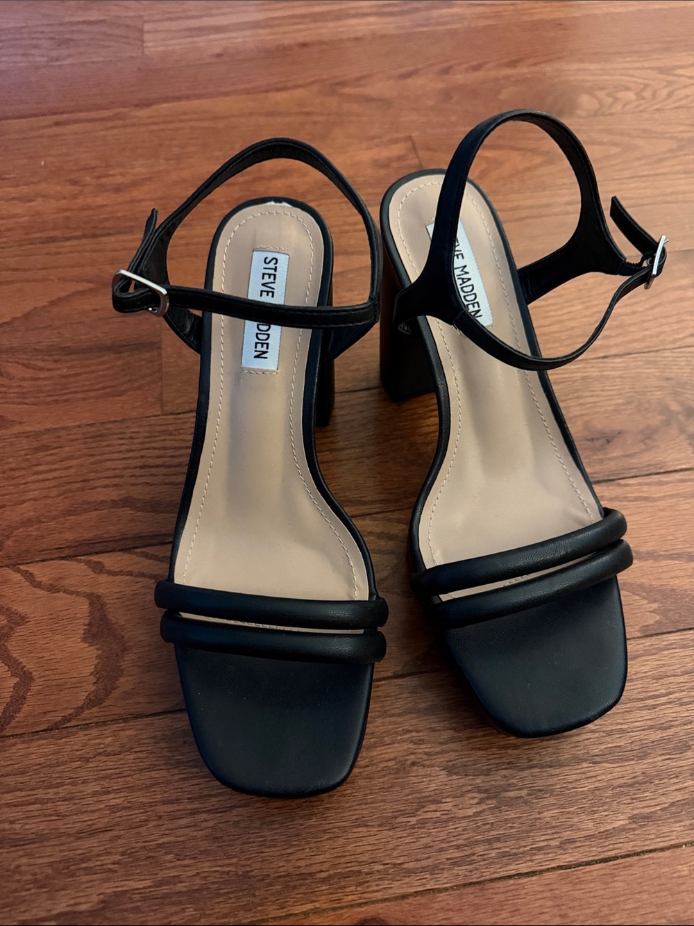 Steve Madden Black Strappy Block Heel Sandals